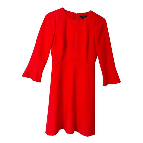 J. Crew Fit & Flare Dress 3/4 Flute Bell Sleeves Coral Pink Women’s Size 00 - Picture 10 of 11